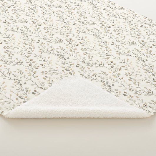 Beige Cream Gray Brown Botanical Leaves Neutral  Sherpadecke (3/4)