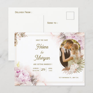 Beige Cream Hochzeit Einladung Postkarte
