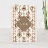 Beige Cream Ikat auf einer Sikh-Hochzeit Einladung (Rückseite)