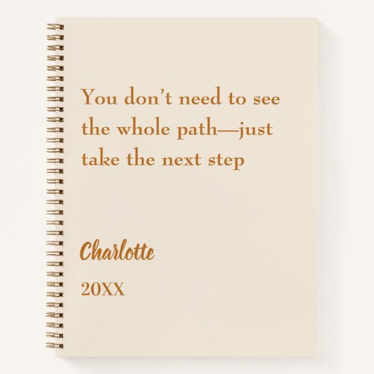 Beige cream inspirational goal quote notizblock (Vorderseite)