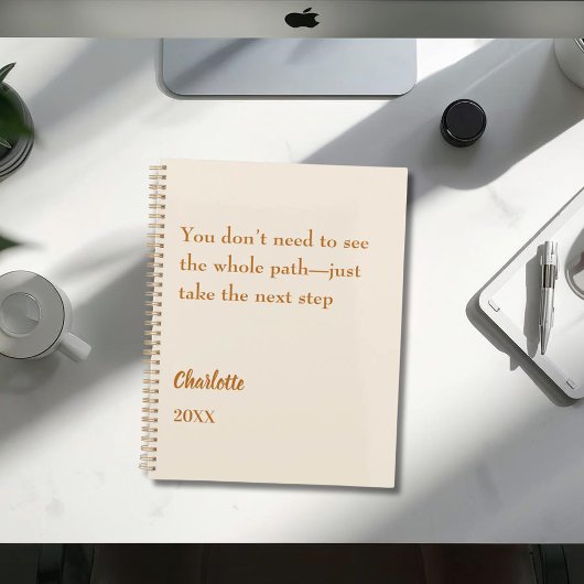 Beige cream inspirational goal quote notizblock