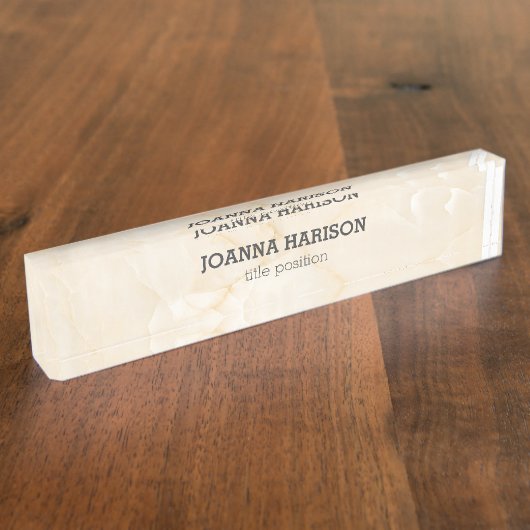 Beige Cream Marble Namensplakette (Seite)