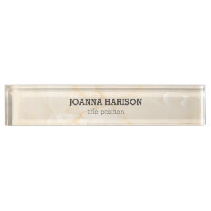 Beige Cream Marble Namensplakette