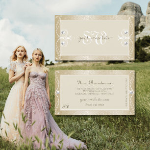 Beige Cream Mosaic Verziert Sparkle Jewels Initial Visitenkarte