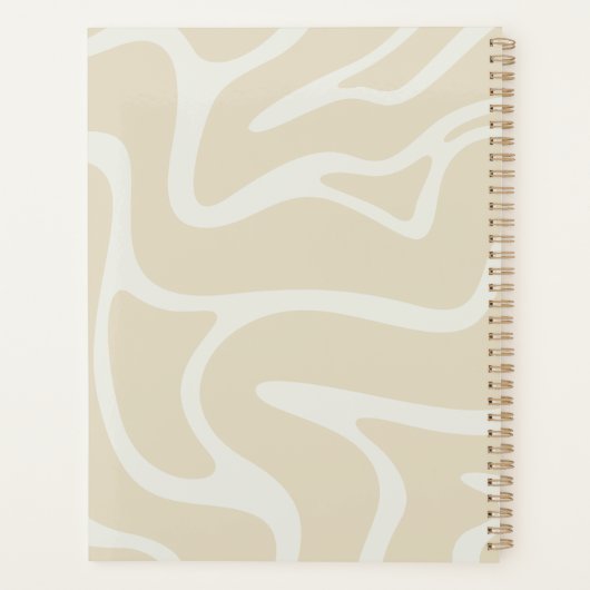 Beige Cream Organic Pattern with Custom Script Planer (Rückseite)