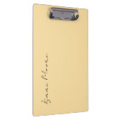 Beige Cream Plain Elegant Script Calligraphy Name Klemmbrett (Rechts)