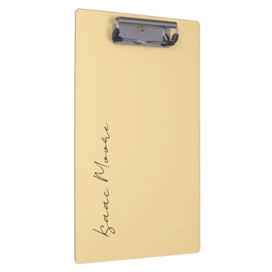 Beige Cream Plain Elegant Script Calligraphy Name Klemmbrett (Rechts)