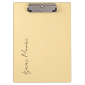 Beige Cream Plain Elegant Script Calligraphy Name Klemmbrett (Vorderseite)