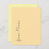 Beige Cream Plain Elegant Script Calligraphy Name Mitteilungskarte (Vorne/Hinten)