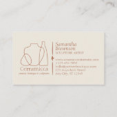 Beige Cream Potterie Vase Keramik Pflegeinstruktio Visitenkarte (Rückseite)