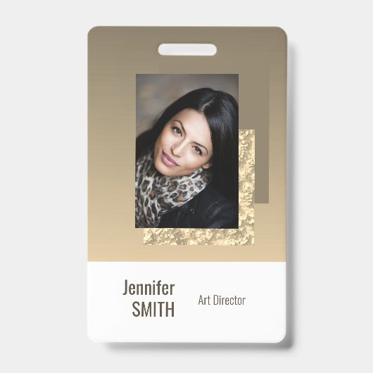 Beige Cream Simple Business-Logo-Barcode-Vorlage Ausweis (Vorderseite)