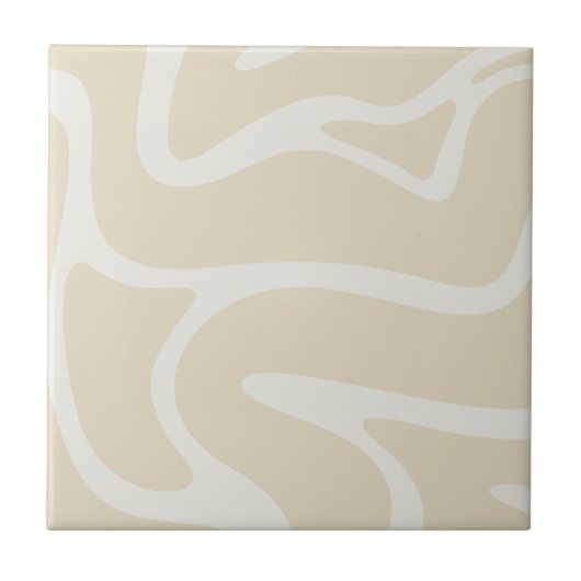 Beige Cream Simple Organic Pattern Fliese (Vorderseite)