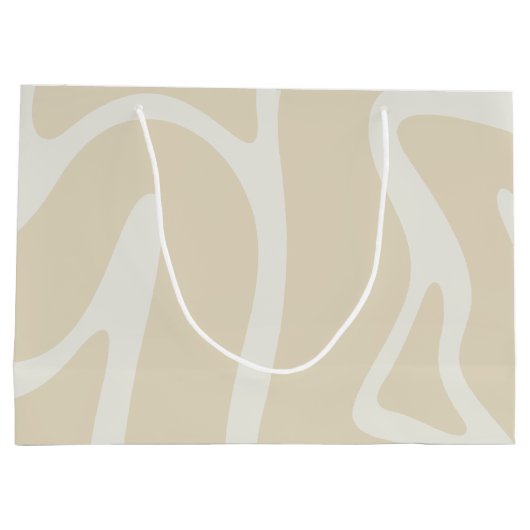 Beige Cream Simple Organic Pattern Große Geschenktüte (Rückseite)