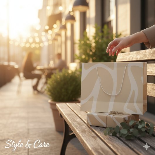 Beige Cream Simple Organic Pattern Große Geschenktüte