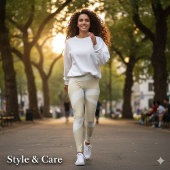 Beige Cream Simple Organic Pattern Leggings