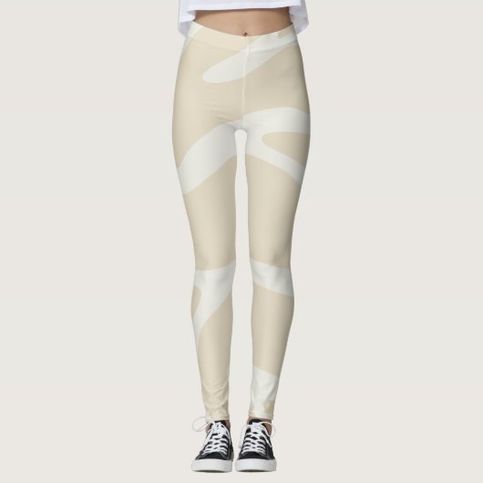 Beige Cream Simple Organic Pattern Leggings (Vorderseite)