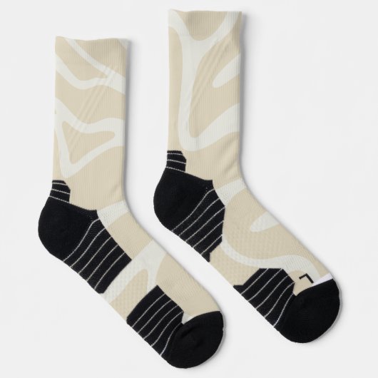 Beige Cream Simple Organic Pattern Socken (Rechts)