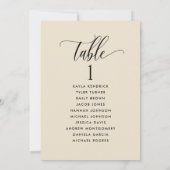 Beige Cream-Sitzplan-Karten mit Gästennamen (Rückseite)