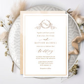 Beige Cream Watercolor Elegante Monogram Wedding Einladung
