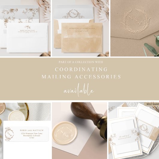 Beige Cream Watercolor Elegante Monogram Wedding Einladung