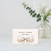 Beige Creme-Bogen-eleganter QL-Code Visitenkarte (Stehend Vorderseite)