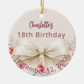 Beige Creme Bogen Geburtstag Keramik Ornament (Vorne)