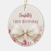 Beige Creme Bogen Geburtstag Keramik Ornament (Links)