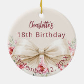 Beige Creme Bogen Geburtstag Keramik Ornament (Hinten)
