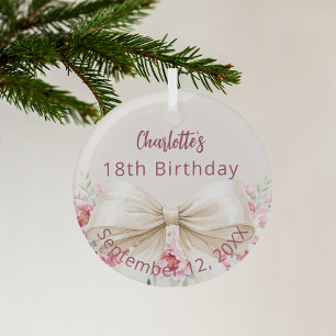 Beige Creme Bogen Geburtstag Ornament Aus Glas