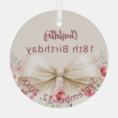 Beige Creme Bogen Geburtstag Ornament Aus Glas (Rückseite)