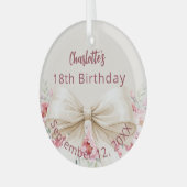 Beige Creme Bogen Geburtstag Ornament Aus Glas (Vorderseite links)