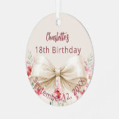 Beige Creme Bogen Geburtstag Ornament Aus Metall (Vorderseite links)