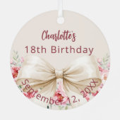 Beige Creme Bogen Geburtstag Ornament Aus Metall (Rückseite)