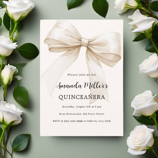 Beige Creme Bogen Quinceanera Luxus Einladung