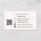 Beige Creme bow qr Code für soziale Medien Visitenkarte (Rückseite)