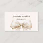 Beige Creme bow qr Code Social Media Foto Visitenkarte (Vorderseite)