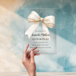 Beige creme bug klar Quinceanera Luxus Acryleinladungen<br><div class="desc">Klarer,  transparenter Hintergrund. Die Einrichtung ist in einem großen beigen,  cremefarbenen Bogen gehalten. Personalisieren und fügen Sie einen Namen und Party-Details hinzu.</div>