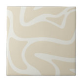 Beige Creme einfaches organisches Muster Fliese (Vorderseite)