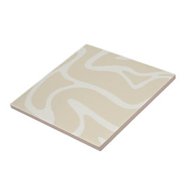 Beige Creme einfaches organisches Muster Fliese