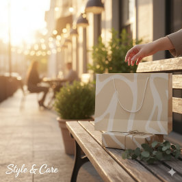 Beige Creme einfaches organisches Muster Große Geschenktüte