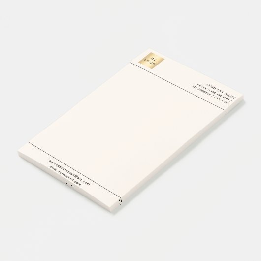 Beige-Creme-Firmenlogo Post-it Klebezettel (angewinkelt)