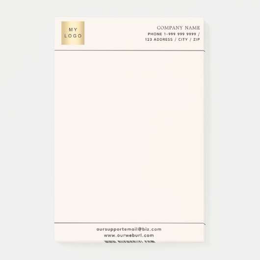 Beige-Creme-Firmenlogo Post-it Klebezettel (Vorderseite)