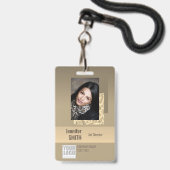Beige Creme Gold Ombre Logo Barcode ID Template Ausweis (Vorderseite mit Schlüsselband)