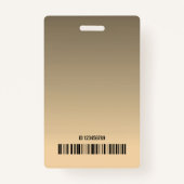 Beige Creme Gold Ombre Logo Barcode ID Template Ausweis (Rückseite)