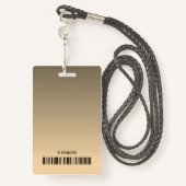 Beige Creme Gold Ombre Logo Barcode ID Template Ausweis (Rückseite mit Schlüsselband)