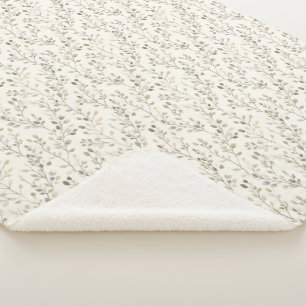 Beige Creme Grau Braun Botanische Blätter Neutral  Sherpadecke