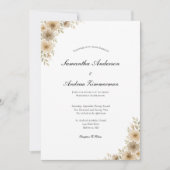 Beige Creme Grau neutrale Blütenelegante Hochzeit Einladung (Vorderseite)