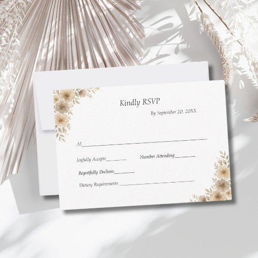 Beige Creme Gray Floral Traditionelle feierliche H RSVP Karte