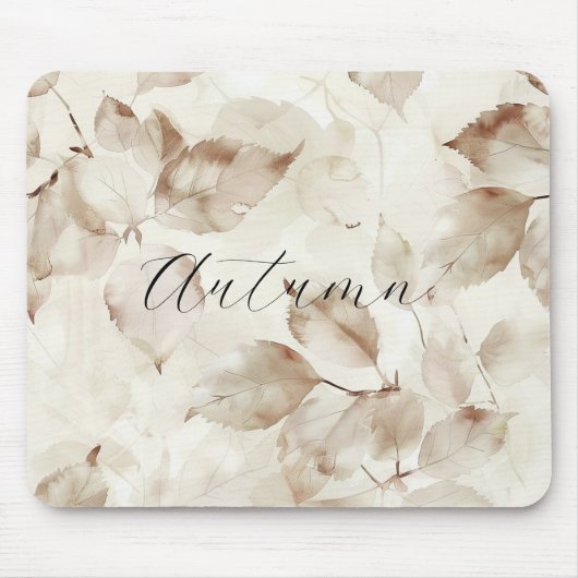 Beige Creme Herbstlaub Mousepad (Vorne)