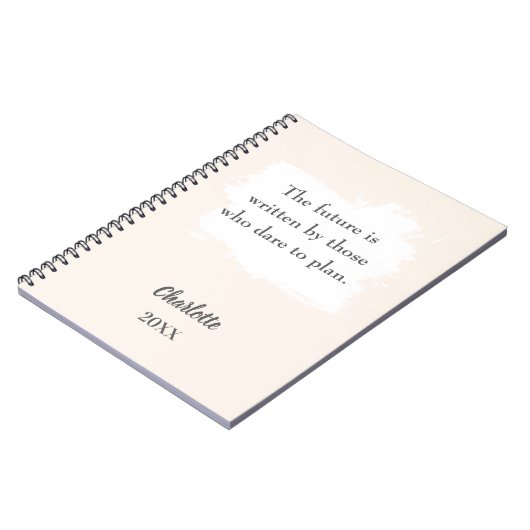 Beige Creme inspirierendes Zitat Notizblock (Linke Seite)